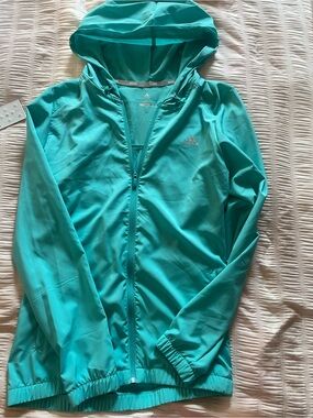 Women's teal zip-up hooded jacket